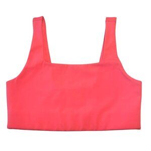 Girlfriend Collective Tommy Cropped XS Neon Pink Square-Neck  Sports Bra